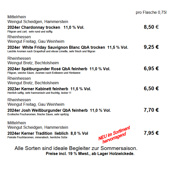 Alkoholarme Sommerweine 2025